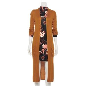 SO Waffle Stitch Open-Front Duster Cardigan